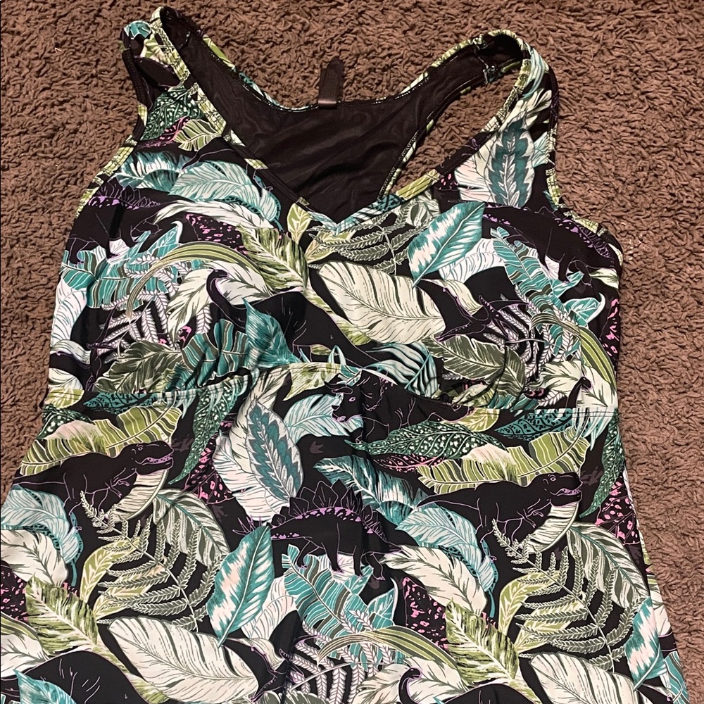 Torrid Tropical Leaf Print Tankini Top and Bottom - Picture 6 of 10